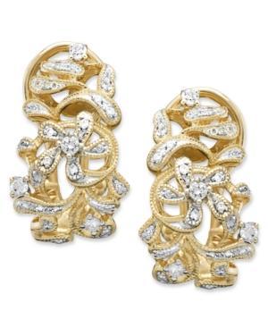 D'oro By Effy Diamond Flower Hoop (3/8 Ct. T.w.) In Two-tone 14k Gold