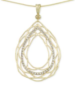 Simone I. Smith Crystal Openwork Teardrop Pendant Necklace In 18k Gold Over Sterling Silver
