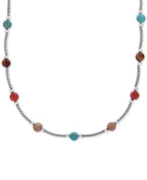 American West Multi-stone Collar Necklace (21-3/8 Ct. T.w.) In Sterling Silver, 17 + 3 Extender