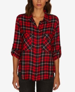 Sanctuary Plaid Snap-front Boyfriend Shirt, Created For Macy's