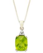 14k Gold Necklace, Peridot (3-1/4 Ct. T.w.) And Diamond Accent Rectangle Pendant