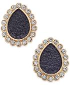 Thalia Sodi Jet Imitation Leather Crystal Gold-tone Teardrop Stud Earrings, Only At Macy's