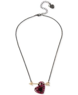 Betsey Johnson Two-tone Red Heart And Arrow Pendant Necklace