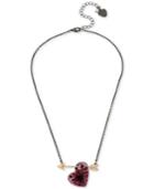 Betsey Johnson Two-tone Red Heart And Arrow Pendant Necklace
