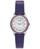 Citizen Eco-drive Women's Silhouette Crystal Jewelry Purple Leather Strap Watch 29mm Fe1128-06a, A Macy's Exclusive