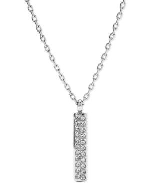 Fossil Silver-tone Crystal Bar Pendant Necklace