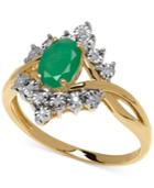 Emerald (7/8 Ct. T.w.) And Diamond Accent Ring In 10k Gold