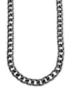 Men's Large Decorative Curb Link 24 Necklace In Stainless Steel & Black Ion-plate