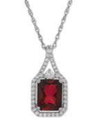 Lab-created Ruby (3-1/10 Ct. T.w.) And White Sapphire (1/4 Ct. T.w.) Pendant Necklace In Sterling Silver