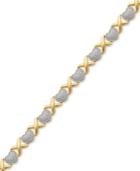 Diamond Accent Heart Flex Bracelet In 18k Gold Over Silver-plated Bronze