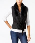 Xoxo Juniors' Faux-fur-trim Belted Vest