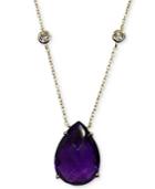 Amethyst (11 Ct. T.w.) & White Topaz (5/8 Ct. T.w.) Pendant Necklace In 14k Gold-plated Sterling Silver, 16 + 2 Extender