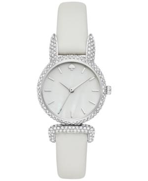Kate Spade New York Women's Eldridge Crystal Accent White Leather Strap Watch 26mm Ksw1213
