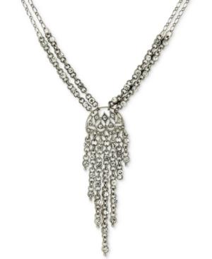 2028 Silver-tone Multi-crystal Lariat Necklace