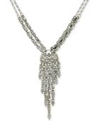 2028 Silver-tone Multi-crystal Lariat Necklace