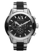Ax Armani Exchange Watch, Men's Chronograph Black Silicone Wrapped Stainless Steel Bracelet 47mm Ax1214