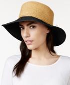 Nine West Canvas And Straw Floppy Hat