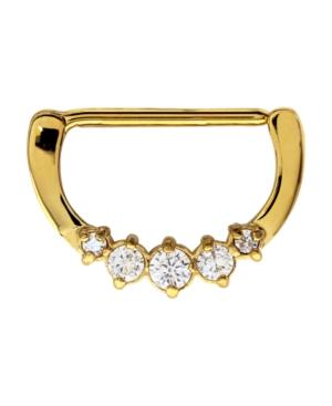 Bodifine Stainless Steel Crystal Five Stone Clicker Nipple Ring