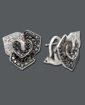 Effy Diamond Black Diamond And White Diamond Flower Stud (1-7/8 Ct. T.w.) In 14k White Gold