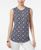 Charter Club Printed Henley Top, Created For Macy's