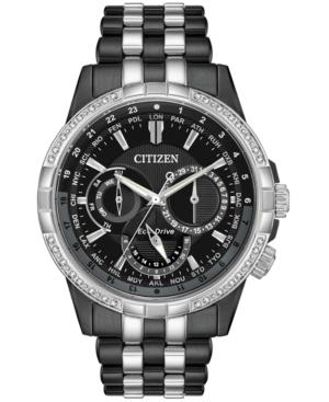 Citizen Eco-drive Men's Calendrier Diamond-accent Two-tone Stainless Steel Bracelet Watch 44mm
