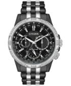Citizen Eco-drive Men's Calendrier Diamond-accent Two-tone Stainless Steel Bracelet Watch 44mm