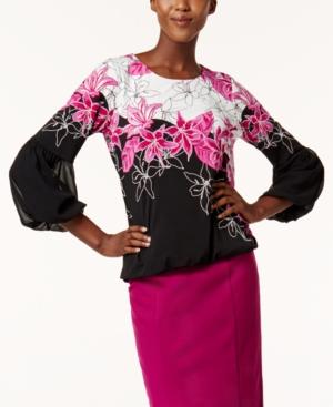 Alfani Printed Bubble-sleeve Top, Created For Macy's