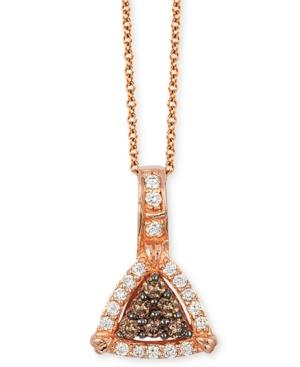 Le Vian Chocolatier Chocolate And Vanilla Diamond Triangle Pendant Necklace (1/4 Ct. T.w.) In 14k Rose Gold