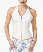 Guess Zip-front Racerback Denim Crop Top