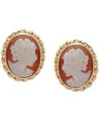 Cameo Stud Earrings In 10k Gold