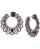 Marchesa Hematite-tone Stone & Crystal Scallop-edge Swirl Hoop Earrings