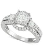 Diamond Ornate Engagement Ring (1-3/8 Ct. T.w.) In 14k White Gold