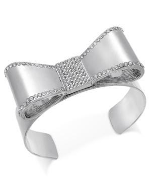 Inc International Concepts Silver-tone Large Pave Bow Cuff Bracelet, Only At Macy's