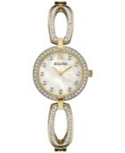 Bulova Women's Crystal Accent Gold-tone Stainless Steel Bangle Bracelet Watch 26mm 98l225