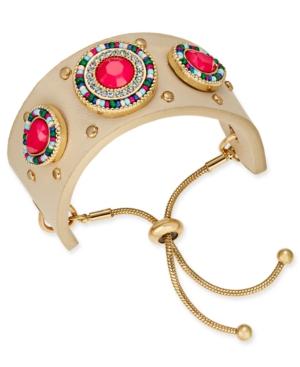 Thalia Sodi Gold-tone Multi-stone Leather Slider Bracelet, Created For Macy's