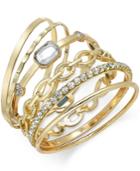 I.n.c. Gold-tone Crystal Enhanced Multi-bangle Bracelet, Created For Macy's
