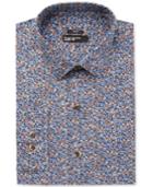 Bar Iii Men's Slim-fit Stretch Easy Care Rust Blue Dandy Floral-print Dress Shirt, Only At Macy's