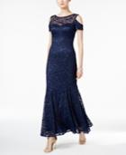 Nightway Petite Lace Cold-shoulder Gown
