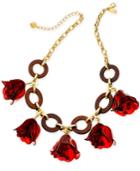 Kate Spade New York Gold-tone & Wood Flower Statement Necklace, 18 + 3 Extender