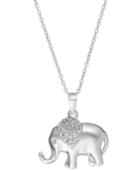 18 Diamond Elephant Pendant Necklace In Sterling Silver (1/10 Ct. T.w.)