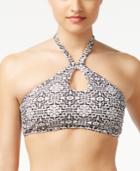 Hula Honey Mini Tribal Pulse Printed High-neck Cropped Bikini Top Women's Swimsuit
