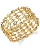 Inc International Concepts Gold-tone Crystal Grid Stretch Bracelet