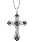 Diamond Necklace, Sterling Silver And Black Rhodium Diamond Cross Pendant (1/4 Ct. T.w.)