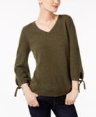 Charter Club Cashmere Tie-sleeve Sweater, Created For Macy's
