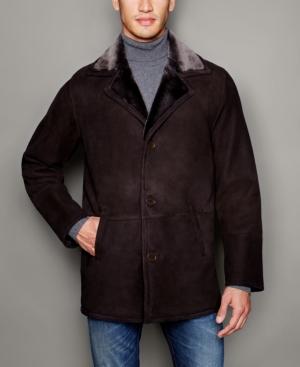 The Fur Vault Shearling Lamb Notch-collar Coat