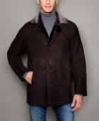 The Fur Vault Shearling Lamb Notch-collar Coat