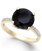 Onyx (1-1/6 Ct. T.w.) And Diamond Accent Ring In 14k Gold