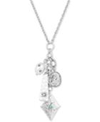 Lucky Brand Silver-tone Crystal, Stone & Imitation Pearl Evil Eye Multi-charm Pendant Necklace, 22 + 2 Extender, Created For Macy's