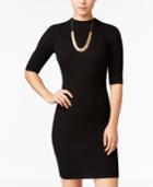 Say What? Juniors' Rib-knit Sweater Mock-neck Bodycon Dress