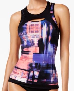 Calvin Klein Techno Printed Mesh-insert Tankini Top Women's Swimsuit